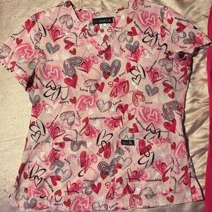 Med Couture Pink Scrub Bottoms with Heart Printed Koi Basics scrub top!